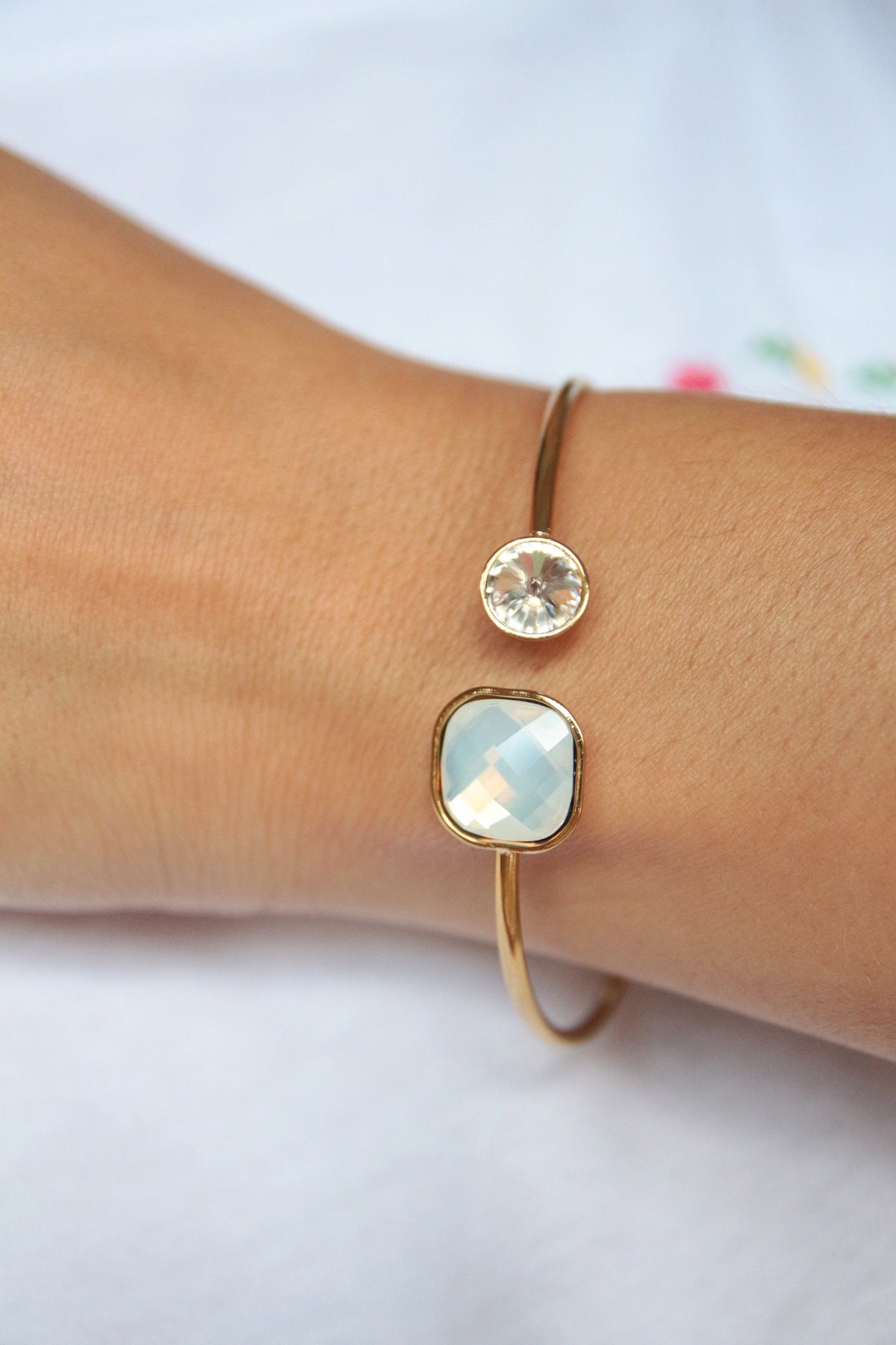 Bracelet jonc ouvert cristaux - RANA