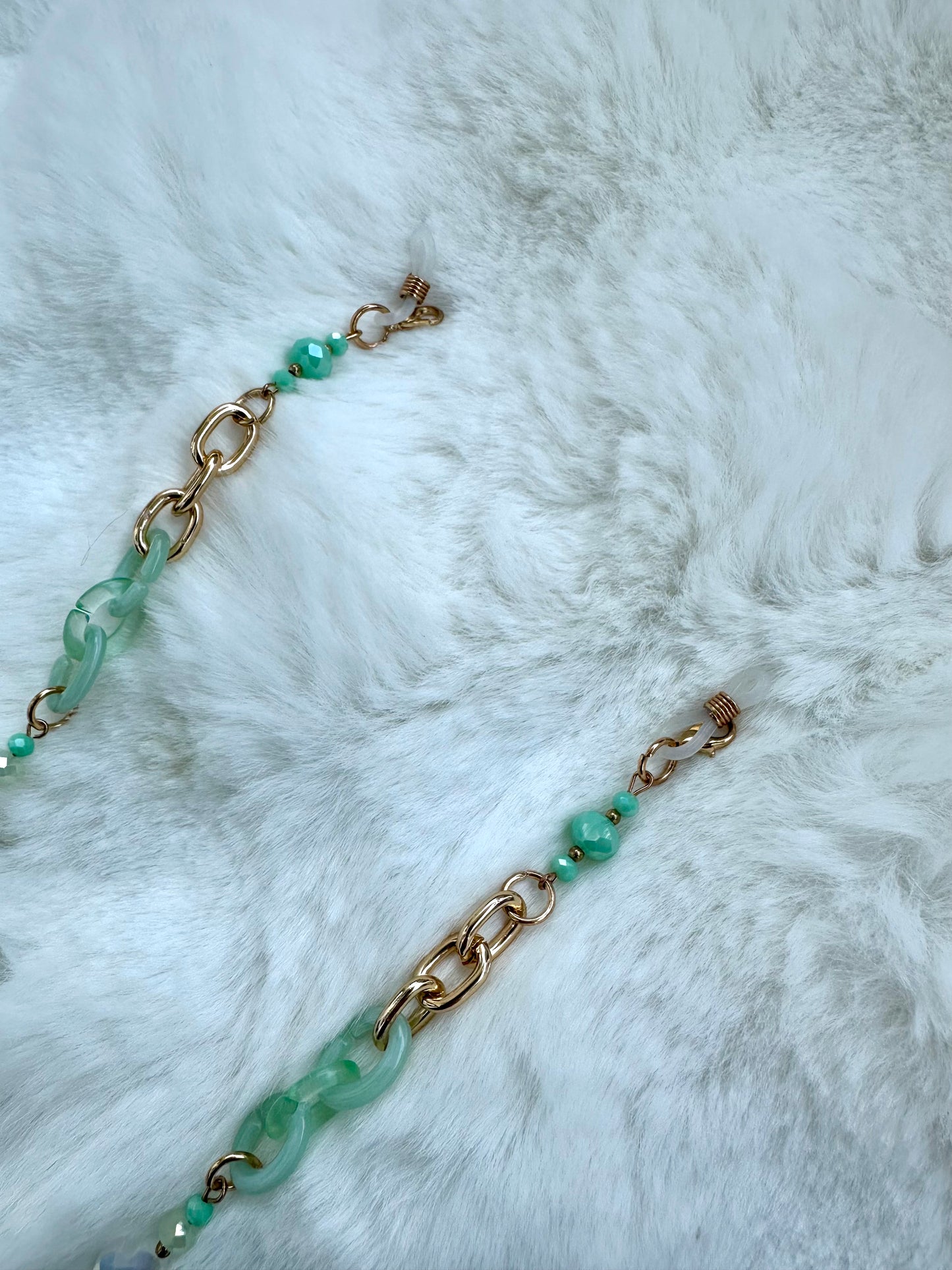Chaîne lunettes vert d’eau