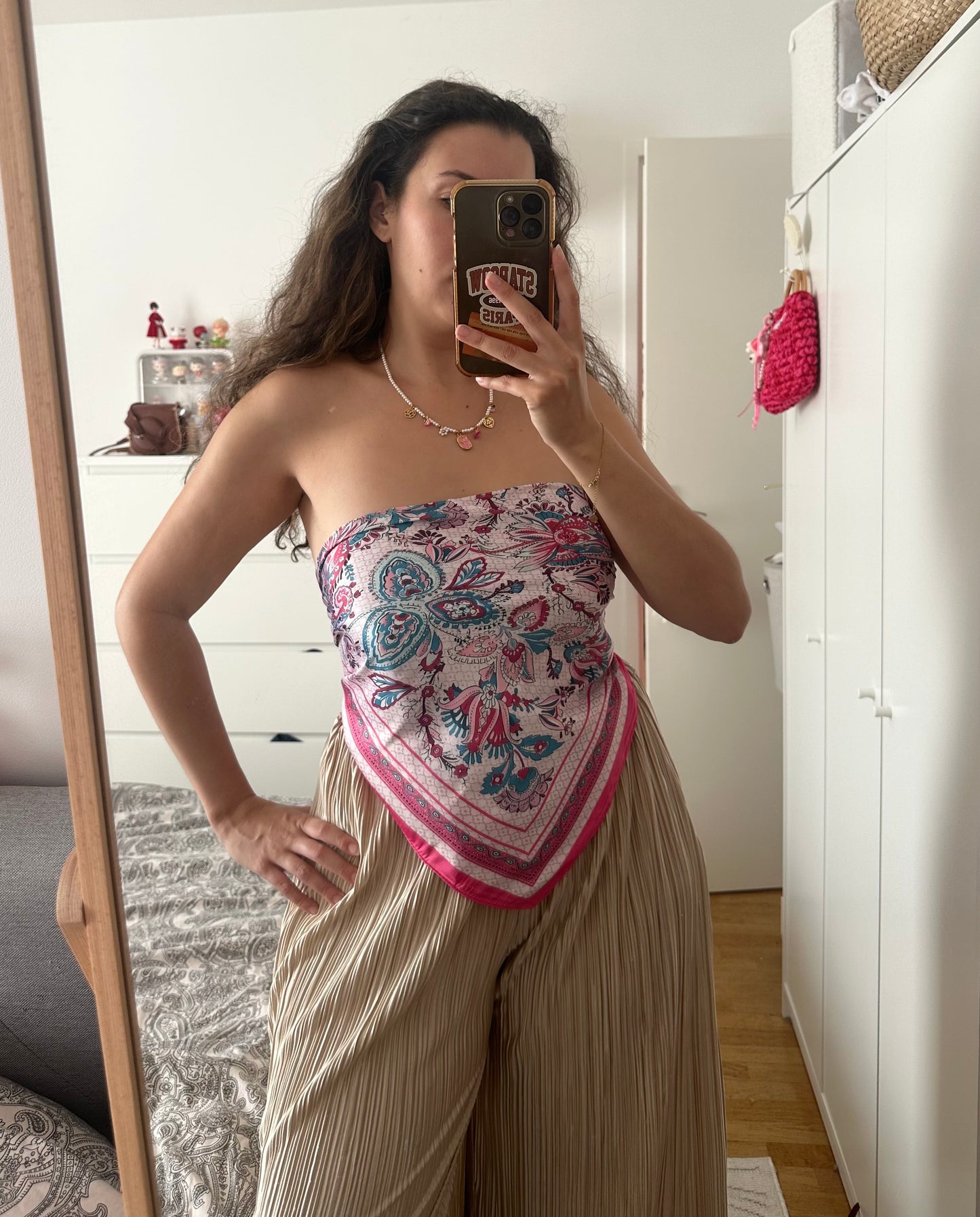 Foulard touché soie rose