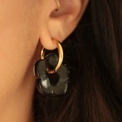 Boucles d'oreilles fleurs noires - Florine