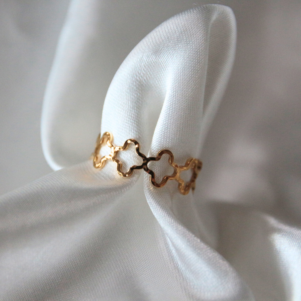 Bague trèfles dorée - MARION