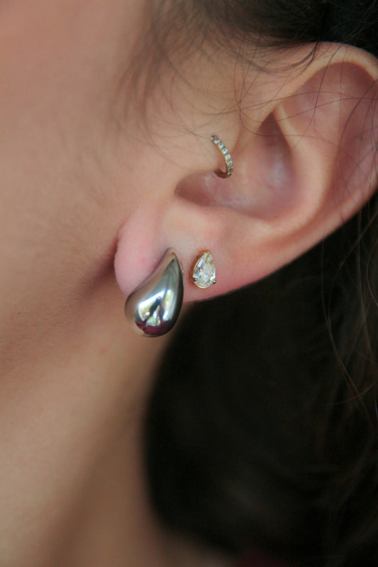 Boucles d'oreilles gouttes argentées - BABY BELLA