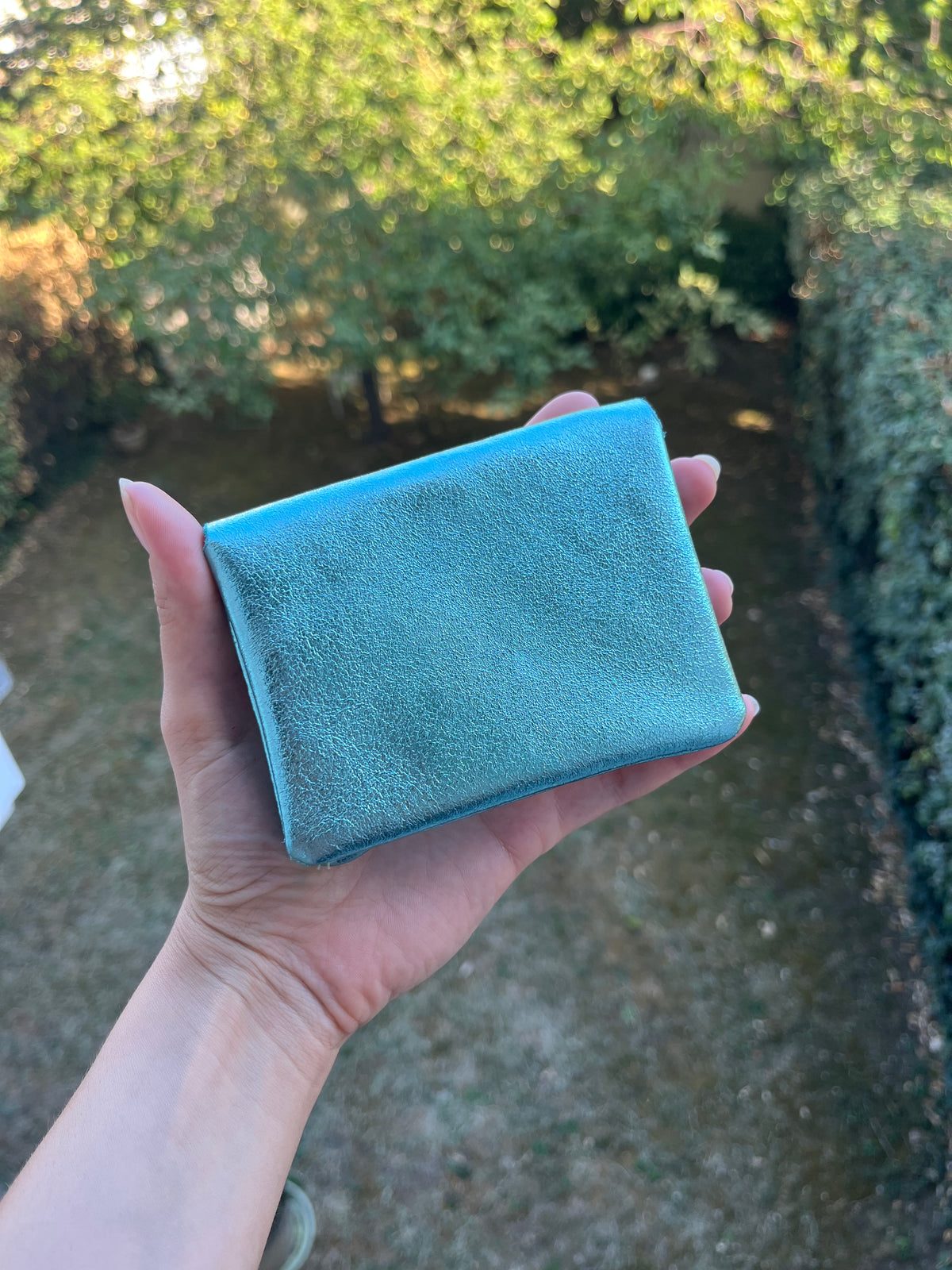 Porte monnaie cuir irisé - BLEU