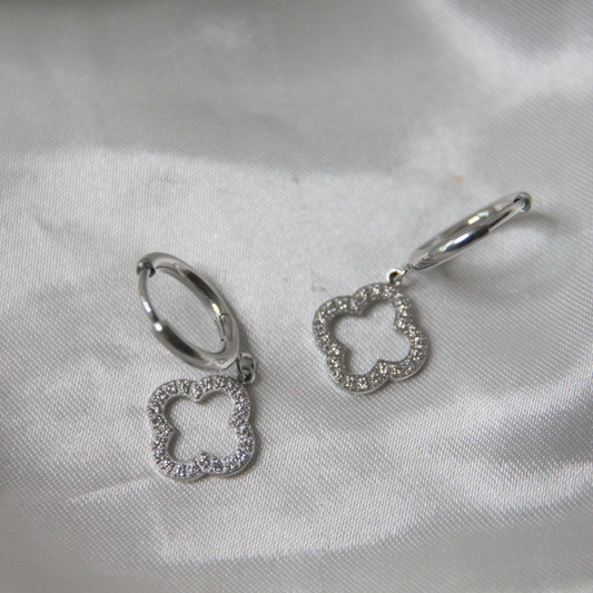 Boucles trèfles strass - Nélia