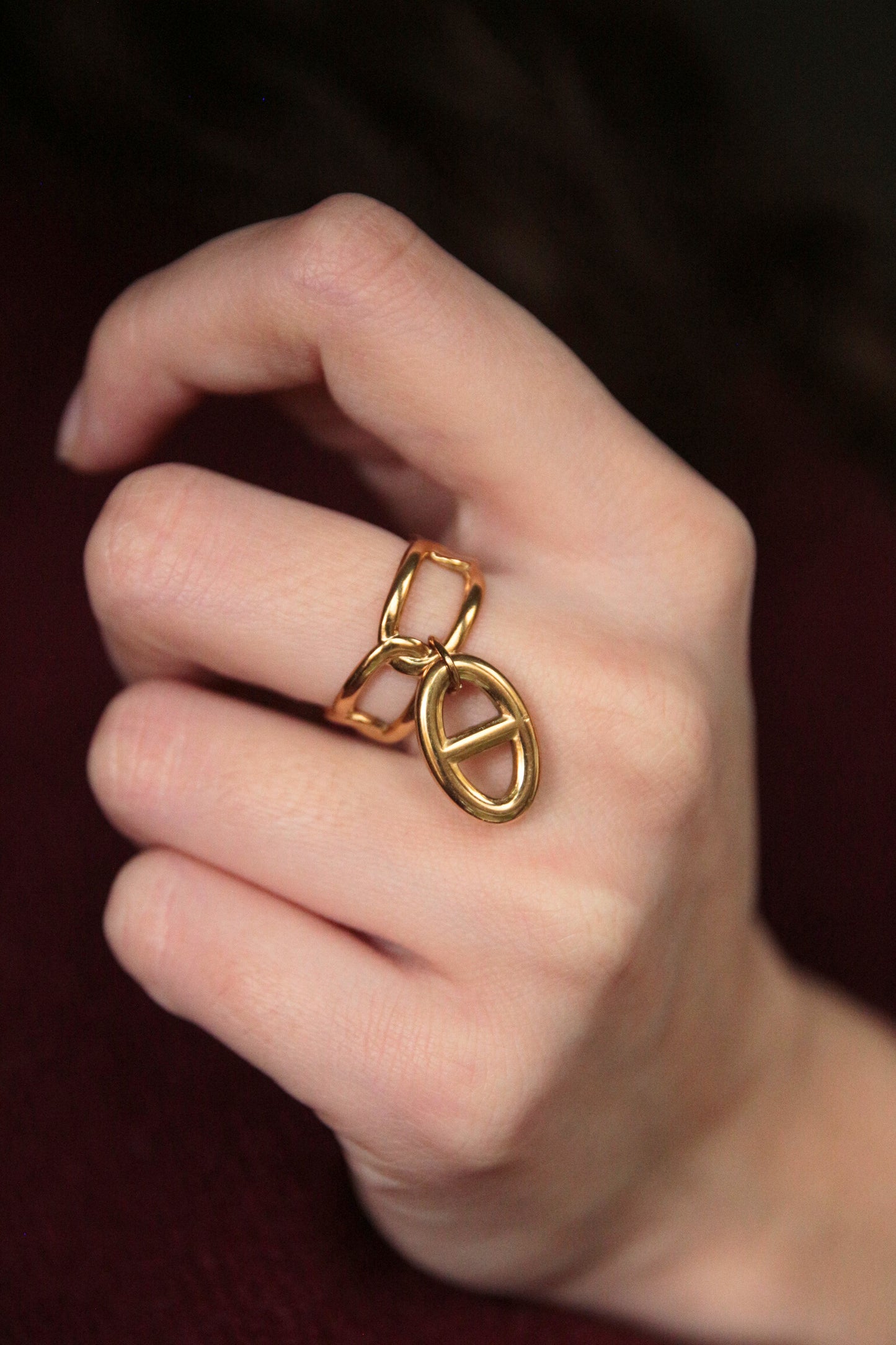 Bague breloque marine dorée - LYNA