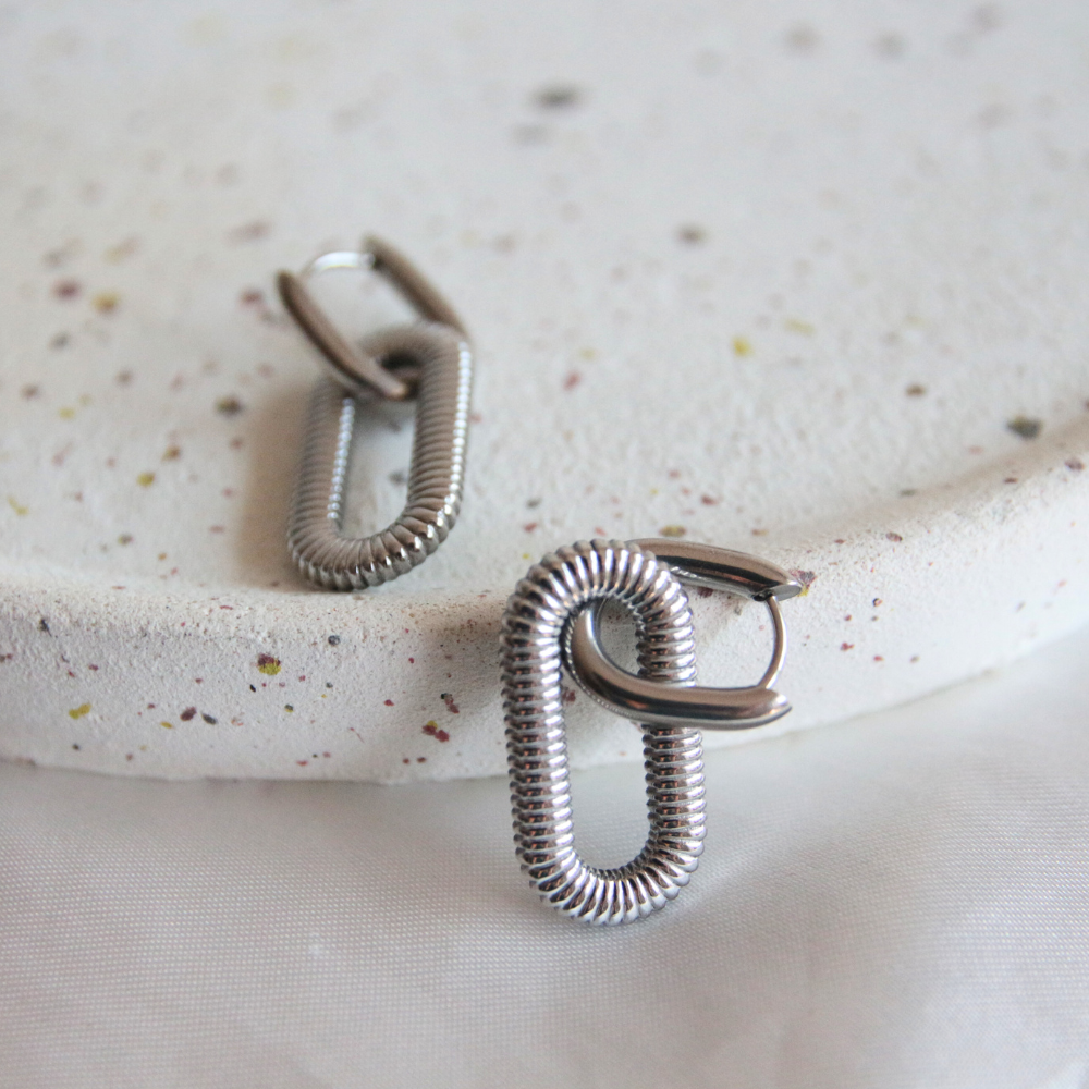 Boucles d'oreilles chaîne argentée - JULIETTE