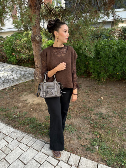 Sac bandoulière gris métallisé  - NAYA