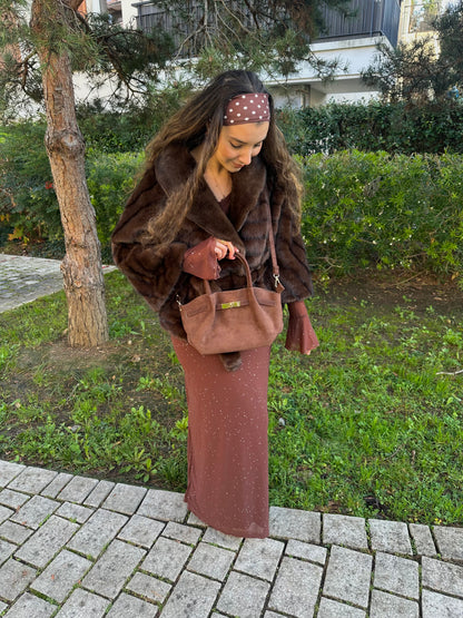 Sac bandoulière suède marron - ASHLEY