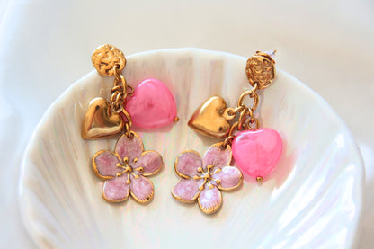 Boucles d'oreilles pendantes rose - MOOREA