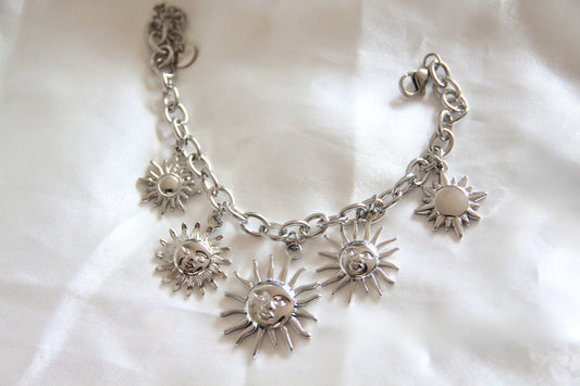 Bracelet breloques soleils argenté - SUNNY