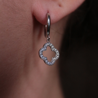 Boucles trèfles strass - Nélia
