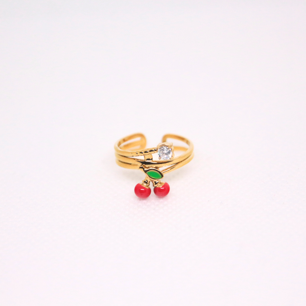 Bague cerise dorée - CHERRY