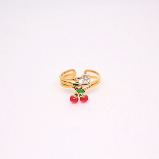 Bague cerise dorée - CHERRY