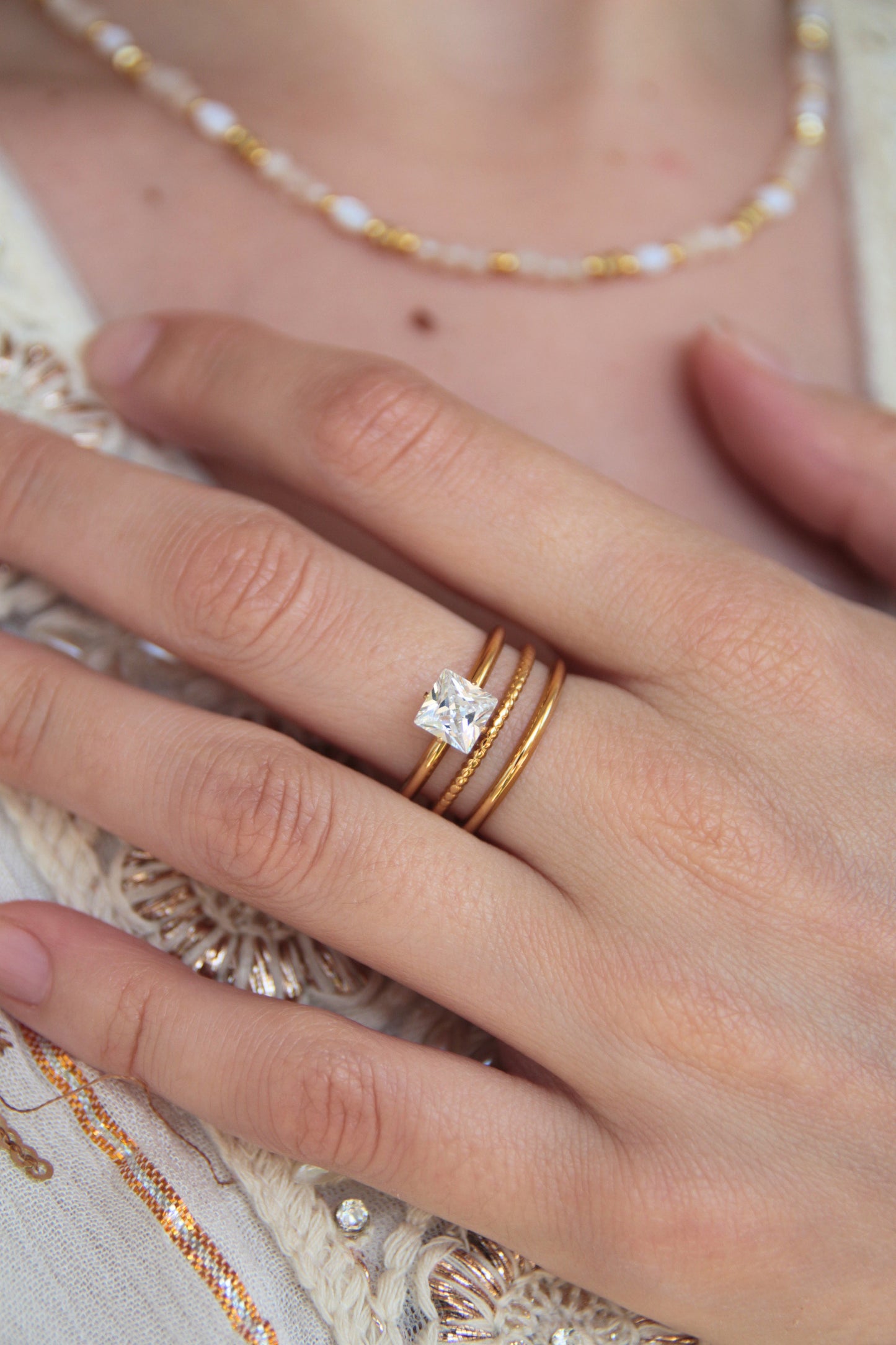Bague strass carré - MANON