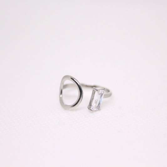 Bague ouverte strass argentée - OPHELIE