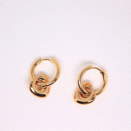 Boucles d'oreilles coeur acier doré - CORALINE