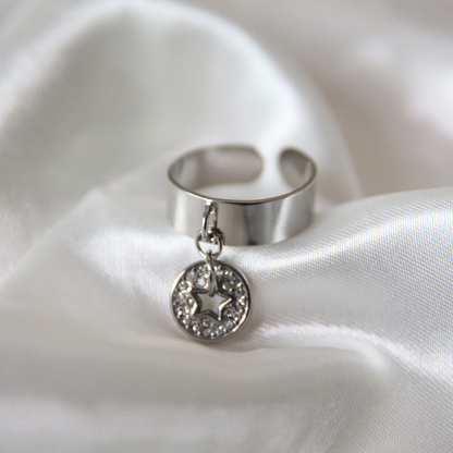 Bague breloque étoile strass