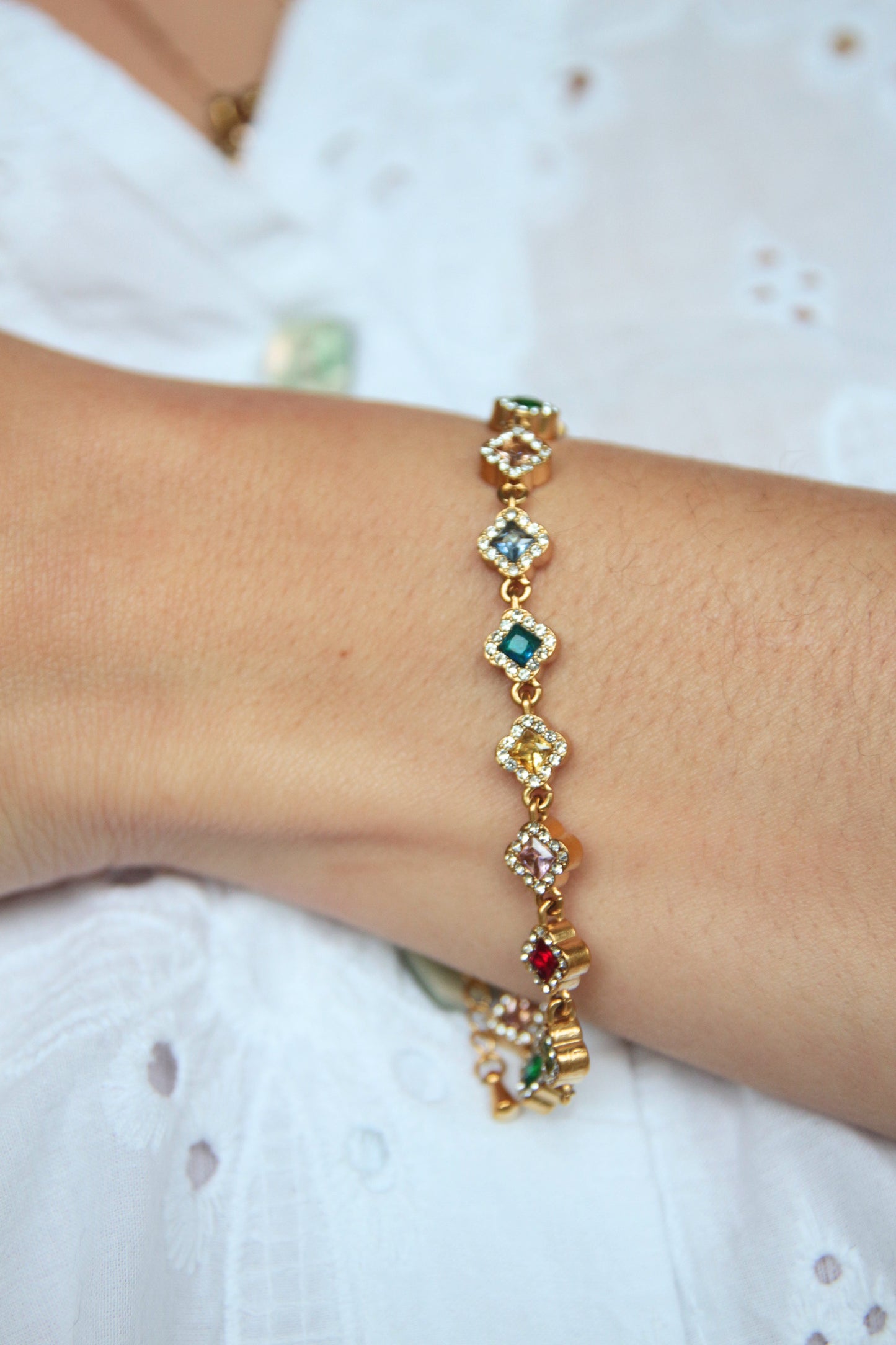 Bracelet trèfles strass multicolor