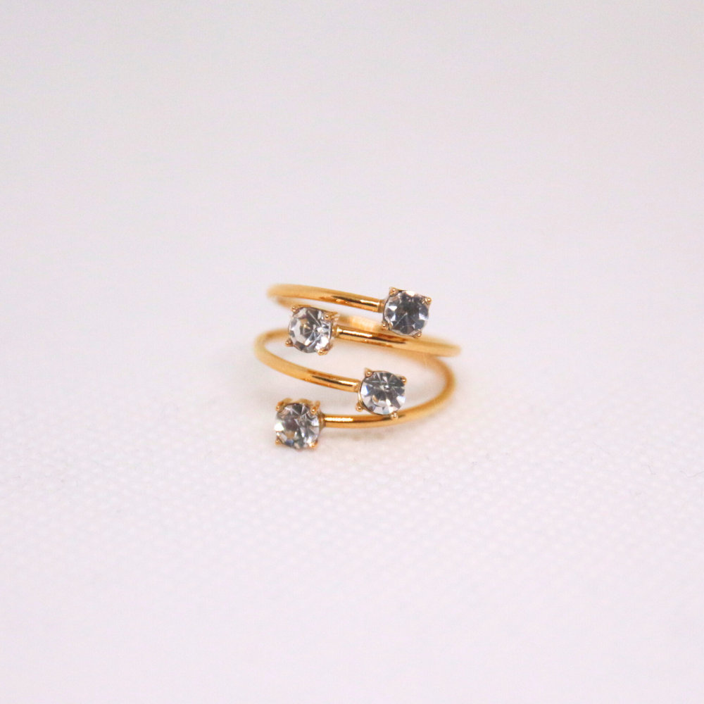 Bague multi strass dorée - LOU