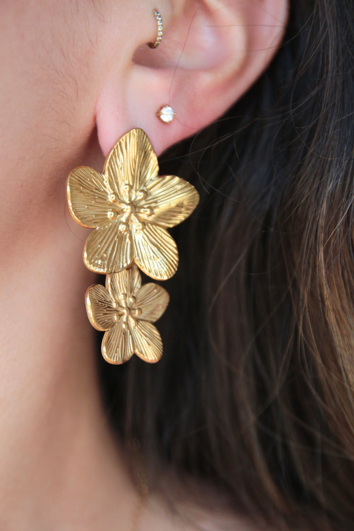 Boucles d'oreilles double fleurs - MONOI