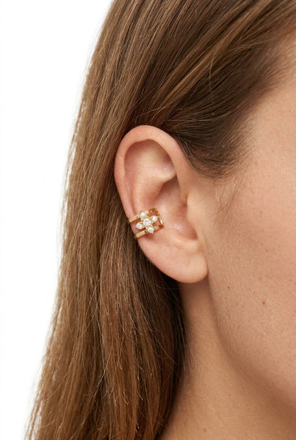 Faux piercing oreille - trèfle strass
