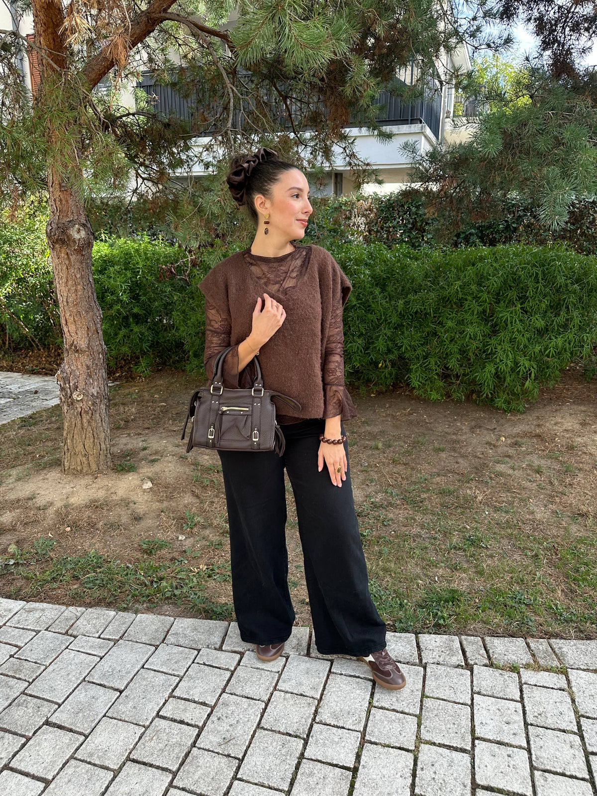 Sac bandoulière chocolat - NAYA