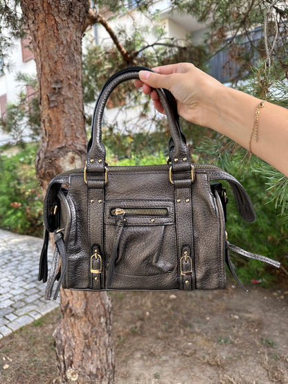 Sac bandoulière gris métallisé  - NAYA