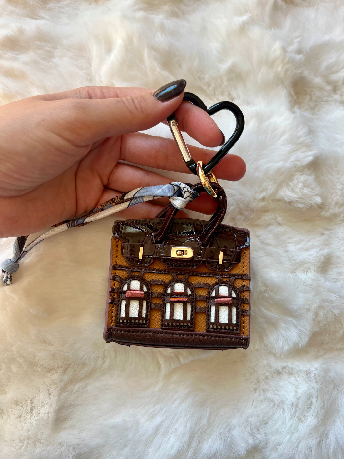 Porte clé mini sac fenêtres chocolat - BABY HANNA