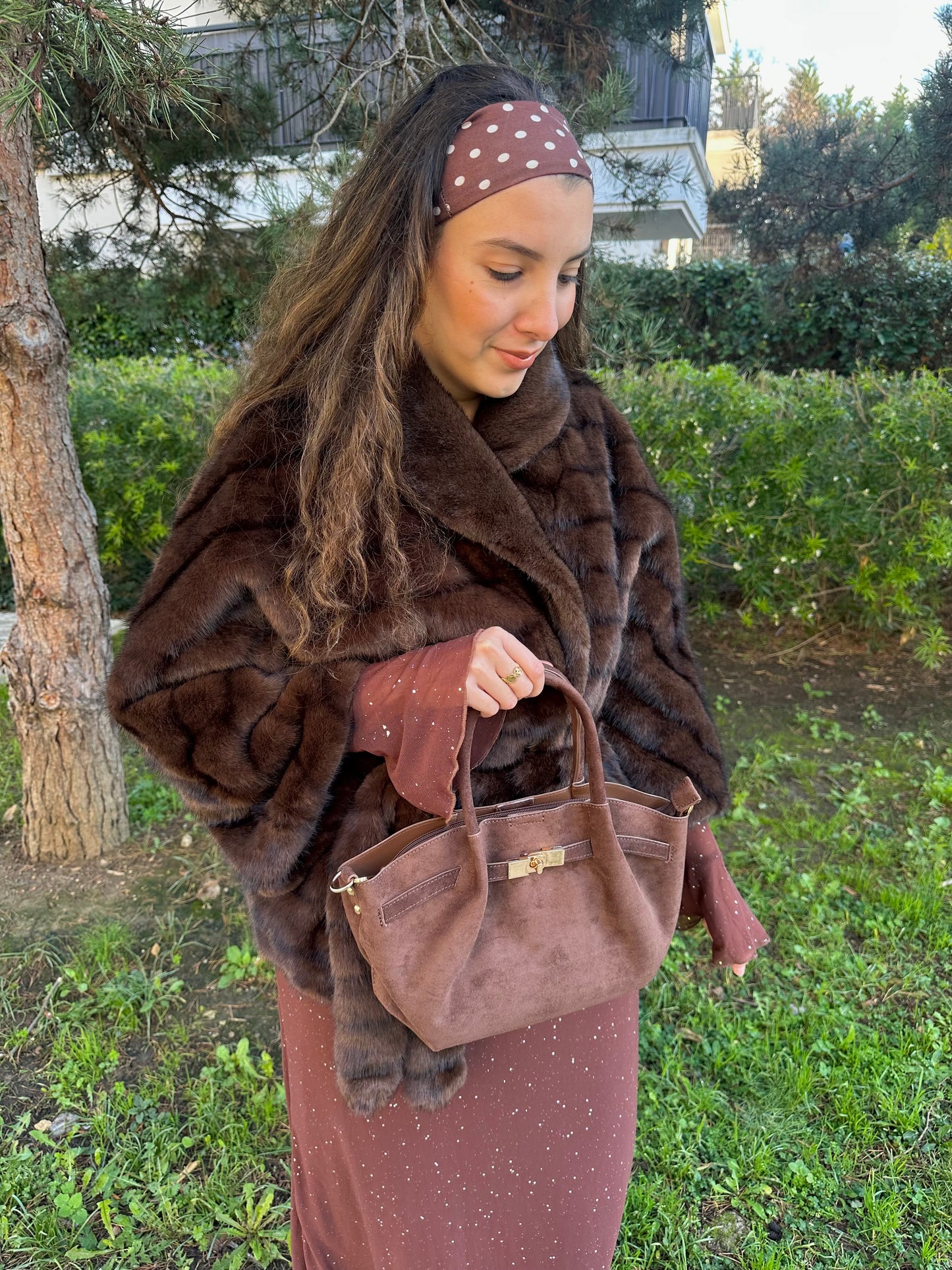 Sac bandoulière suède marron - ASHLEY