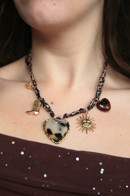 Collier bandana léopard