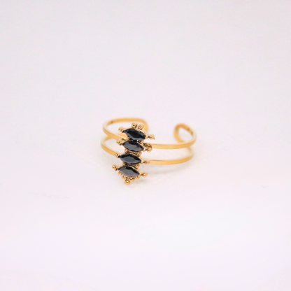 Bague strass noire - JANE