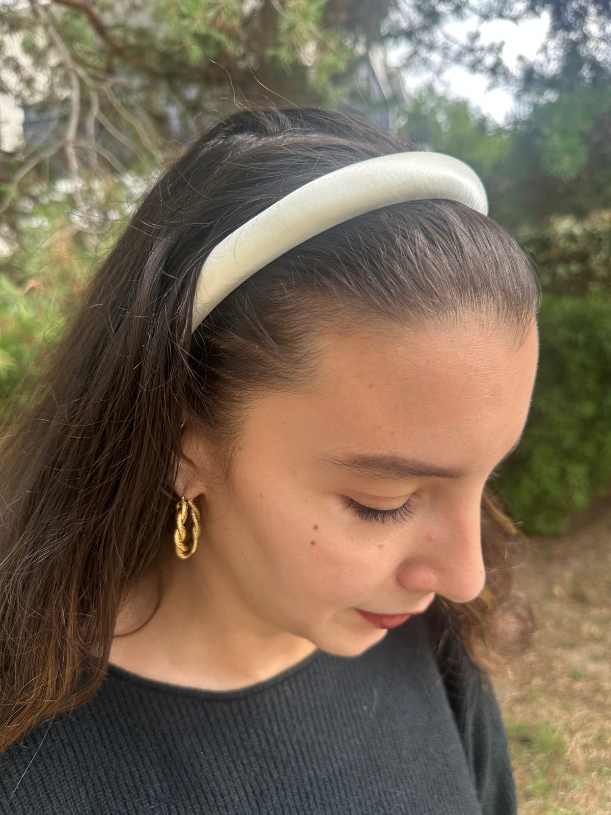 Serre-tête satin - BLANC