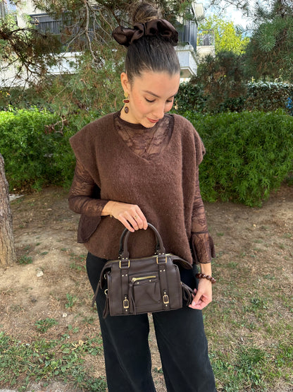 Sac bandoulière chocolat - NAYA