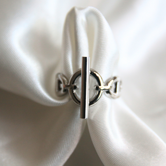 Bague maille marine argentée - MARINA