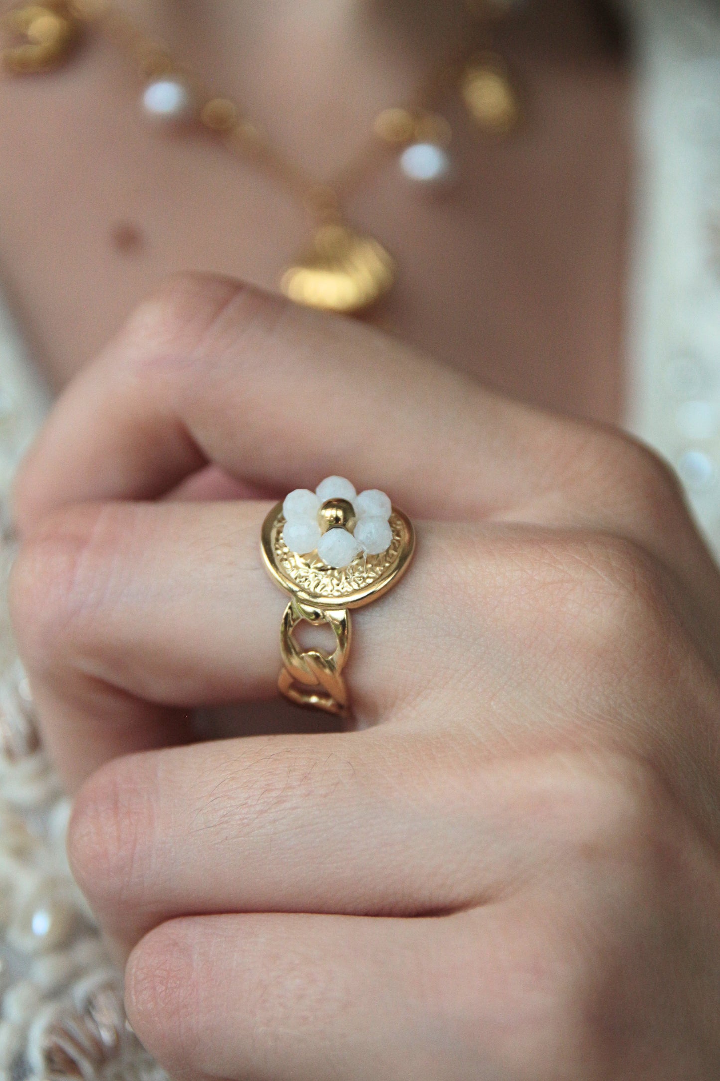 Bague fleur perles - KARA