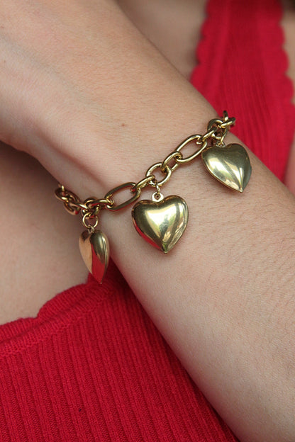 Bracelet breloques cœurs - AMOR