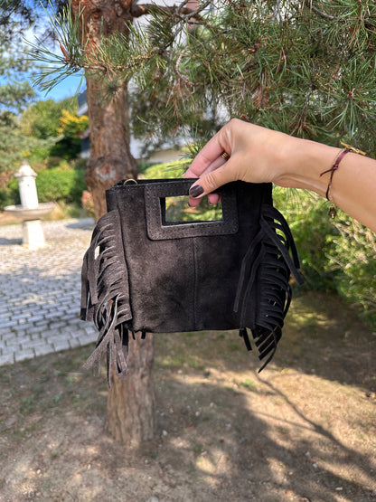 Sac bandoulière daim noir - MAYA