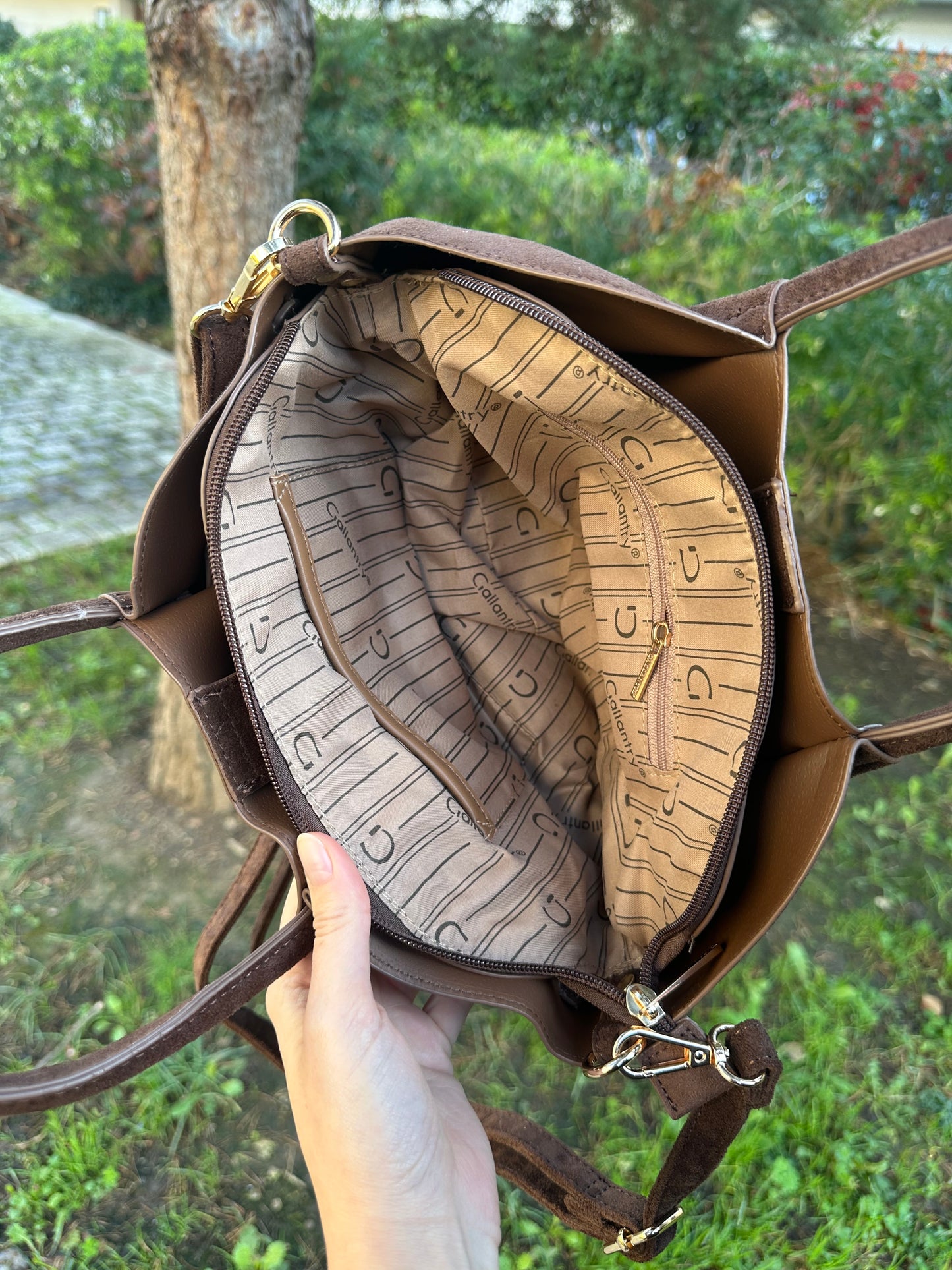 Sac bandoulière suède marron - ASHLEY