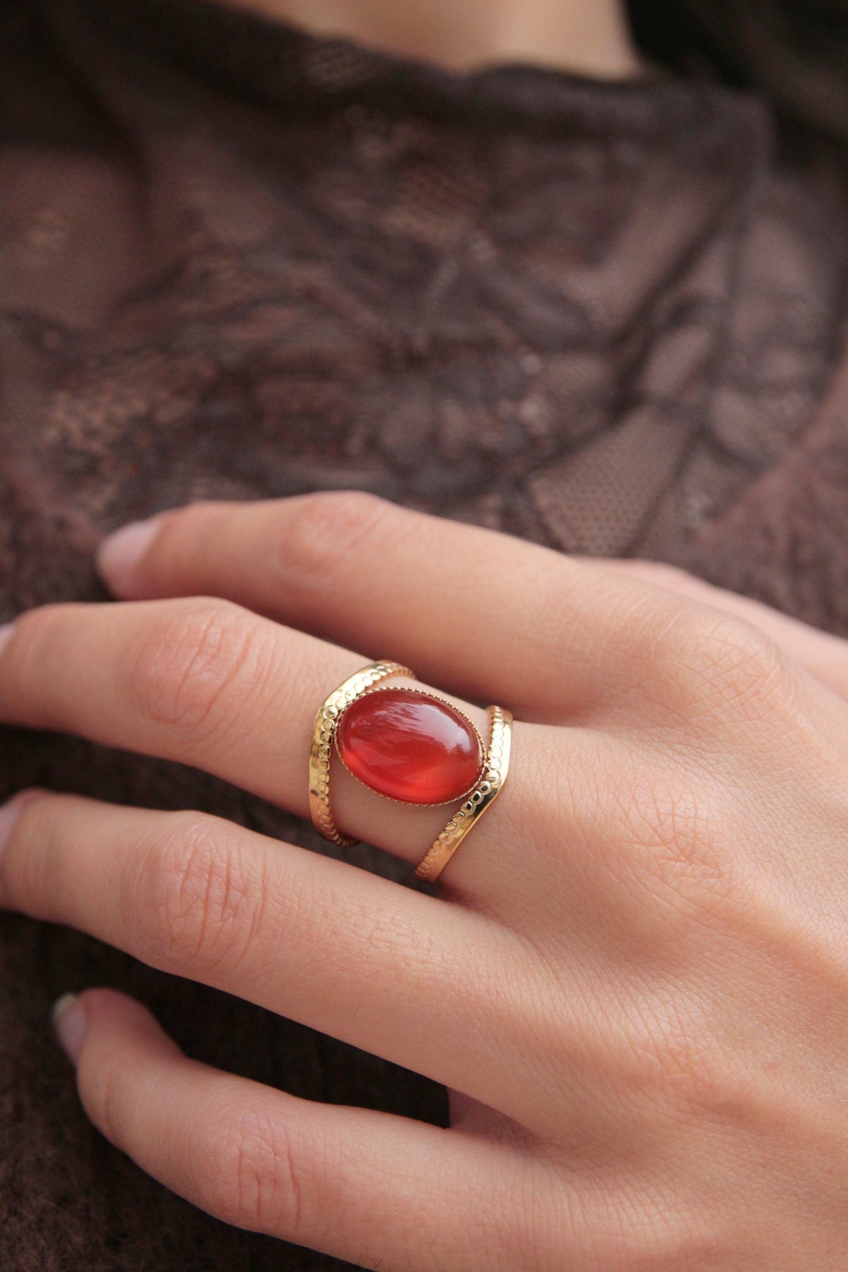 Bague pierre terracotta - PUMPKIN