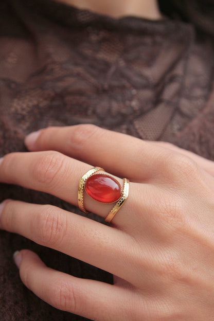 Bague pierre terracotta - PUMPKIN