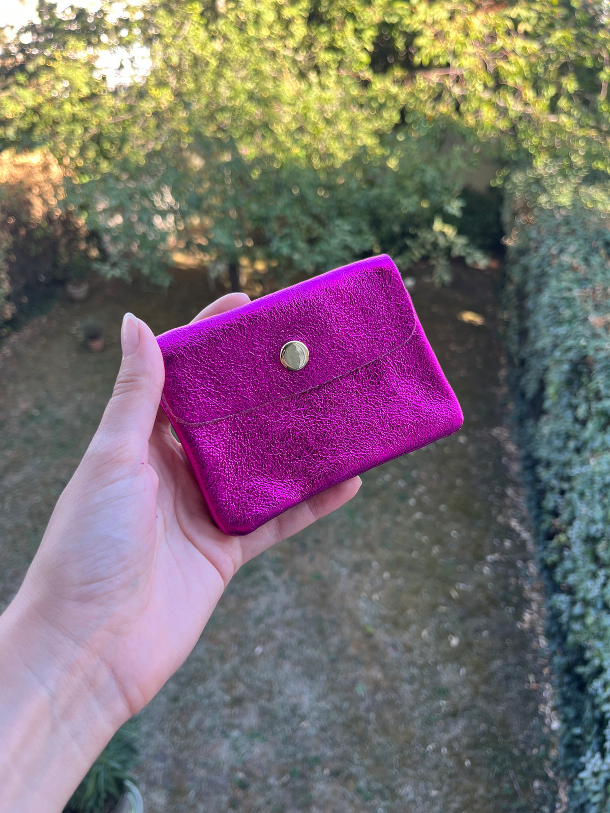 Porte monnaie cuir irisé - ROSE
