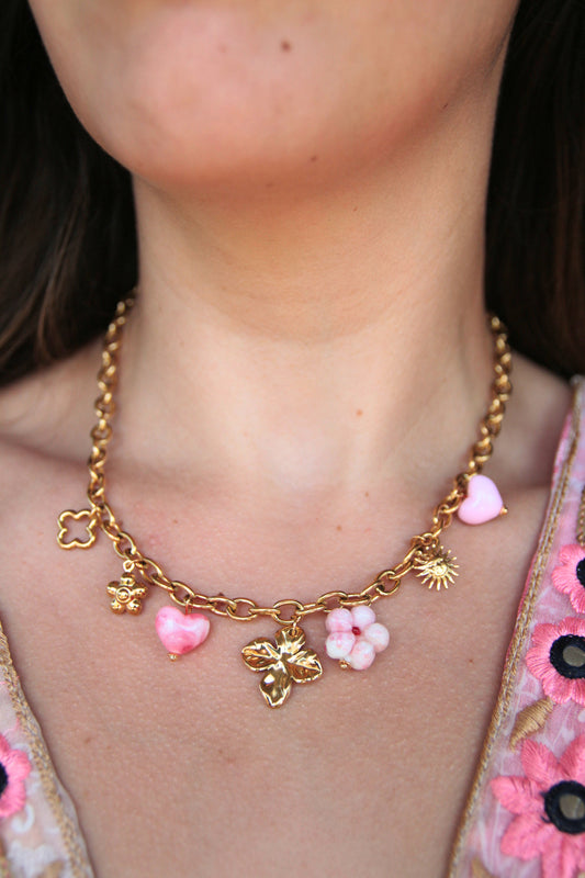Collier breloques rose -  VAÏNA