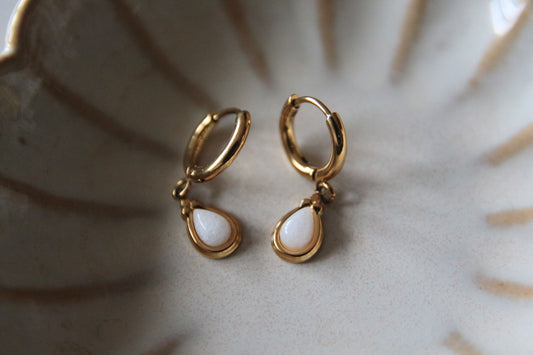 Boucles d'oreilles pierre goutte - AURORE