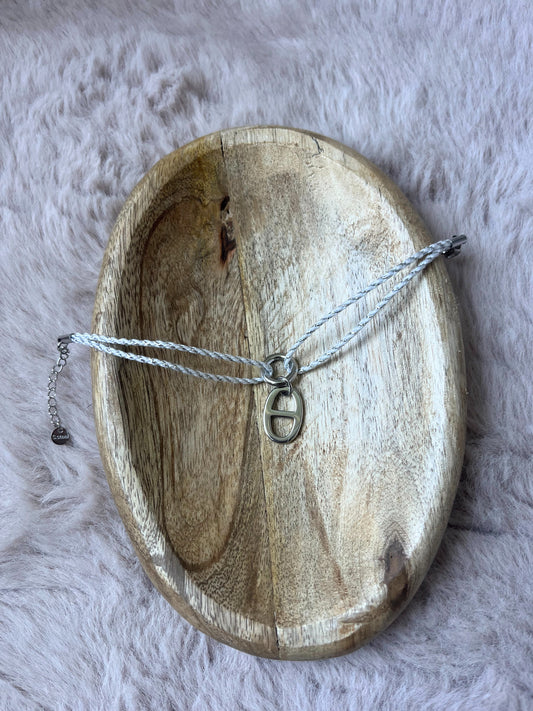 Bracelet cordon maille marine argenté