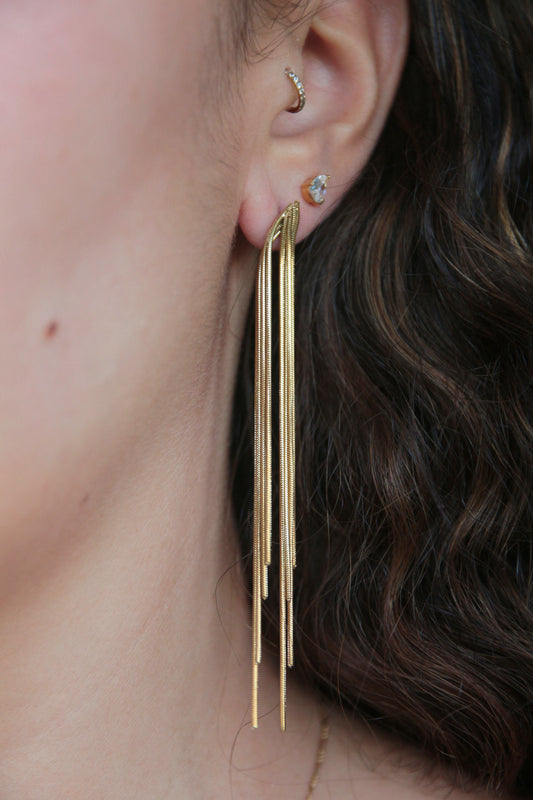 Boucles d'oreilles pendantes dorées - LINA