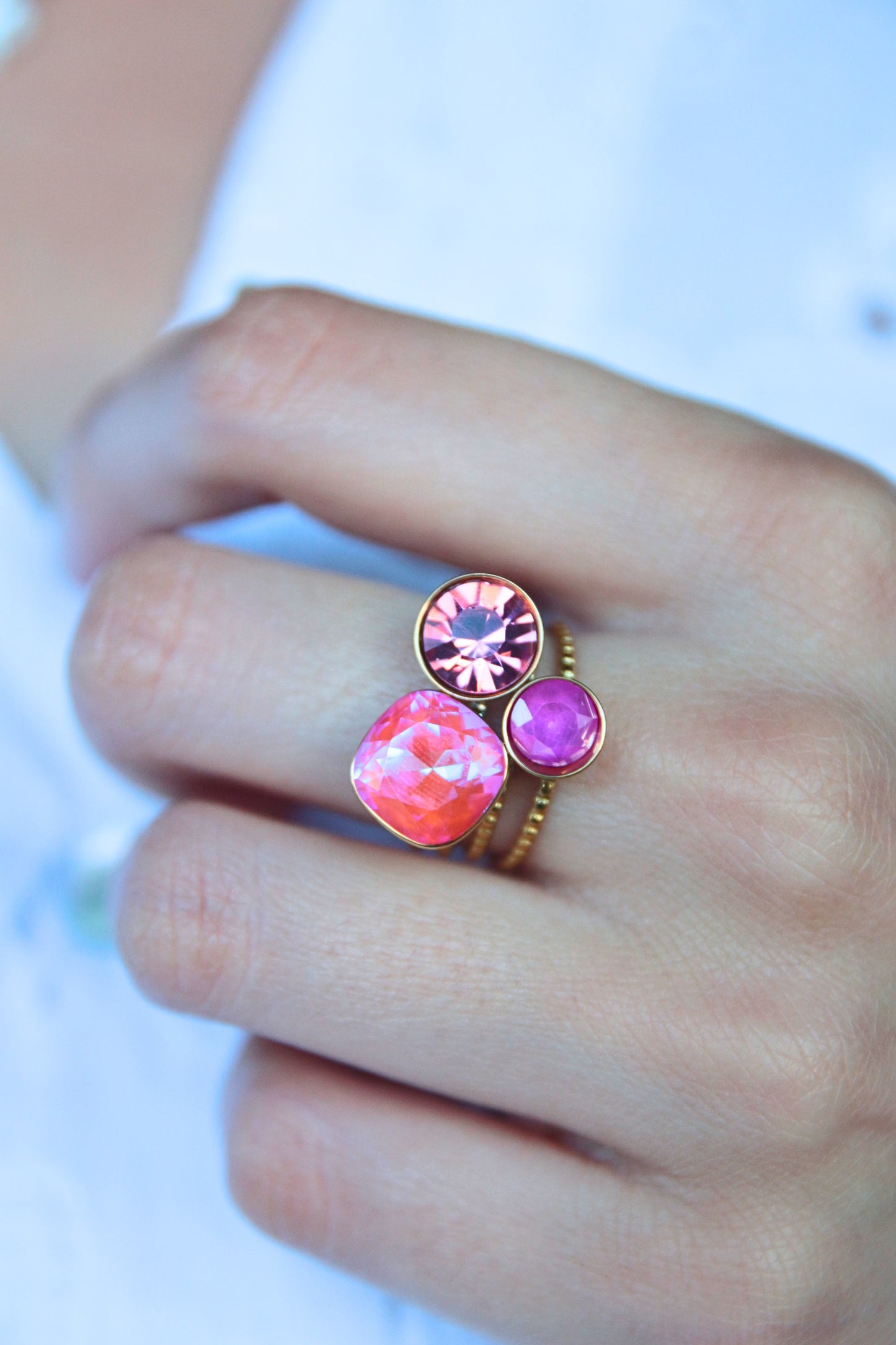 Bague cristaux rose - LAYA