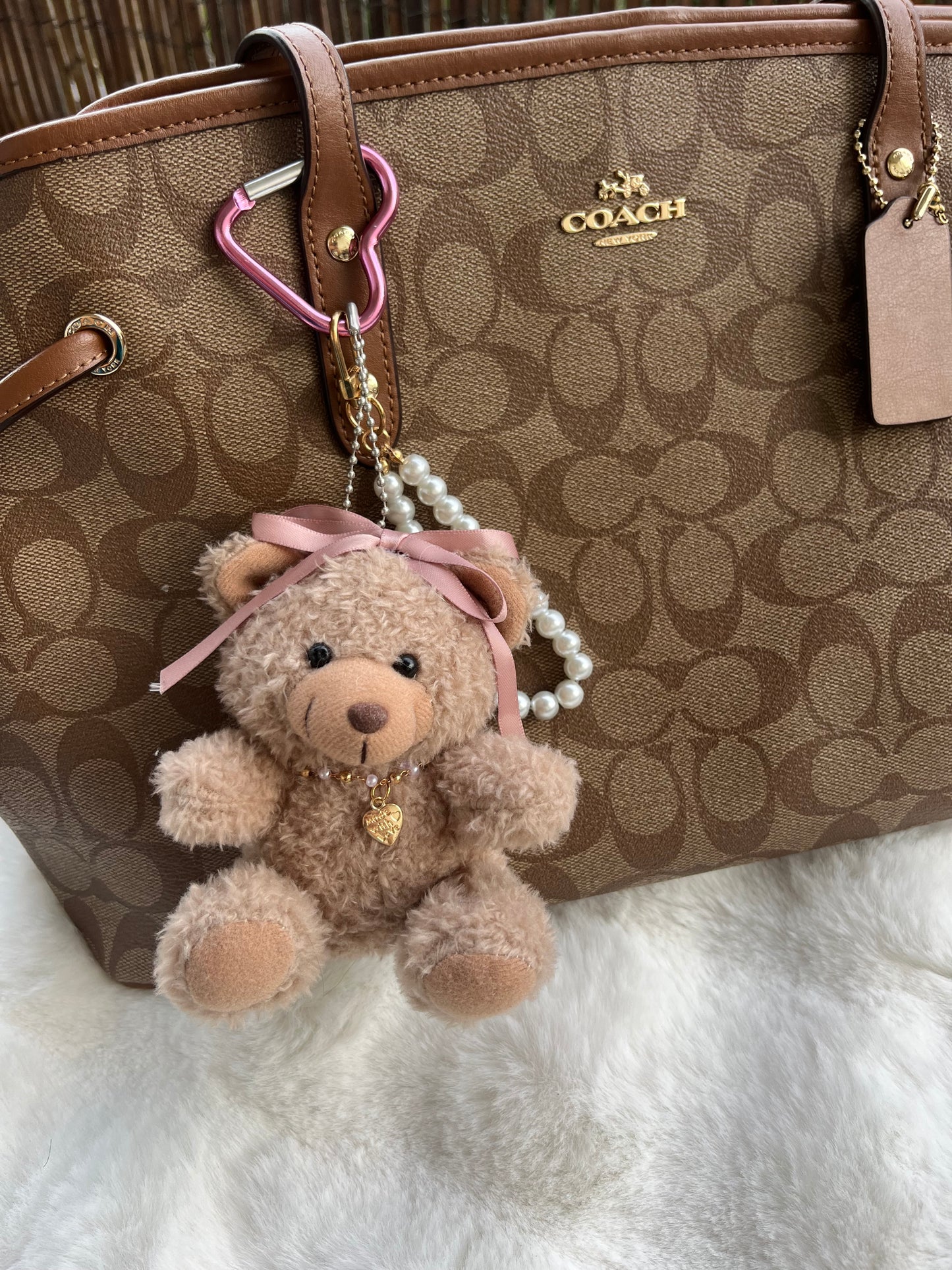 Grigri ours noeud - TEDDY PINK