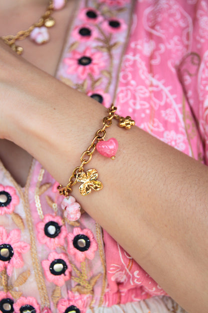 Bracelet breloques rose -  VAÏNA