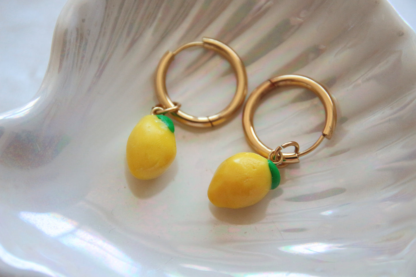 Boucles d'oreilles citrons fimo (moyen) - FAIT MAIN