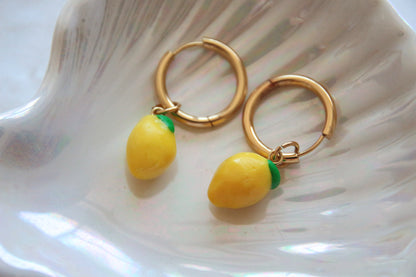 Boucles d'oreilles citrons fimo (moyen) - FAIT MAIN